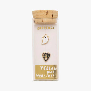 Ghost & Ouija Earrings - Gold Halloween Spooky Studs