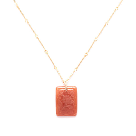 Carnelian Floral Pendant Necklace