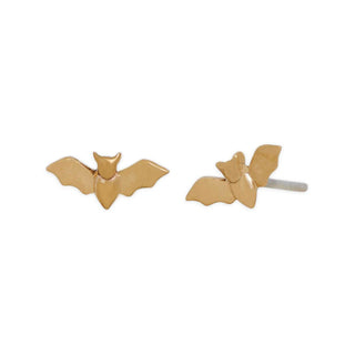 Dimensional Tiny Bat Post Earrings 5x10mm