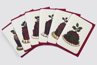 Christmas Plum Puddings Mixed Set Greeting Cards