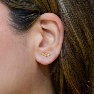 Dimensional Tiny Bat Post Earrings 5x10mm