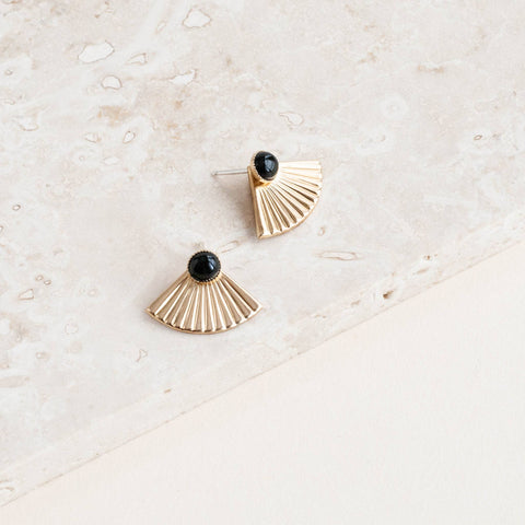 Onyx Mini Pleat Jacket Earrings