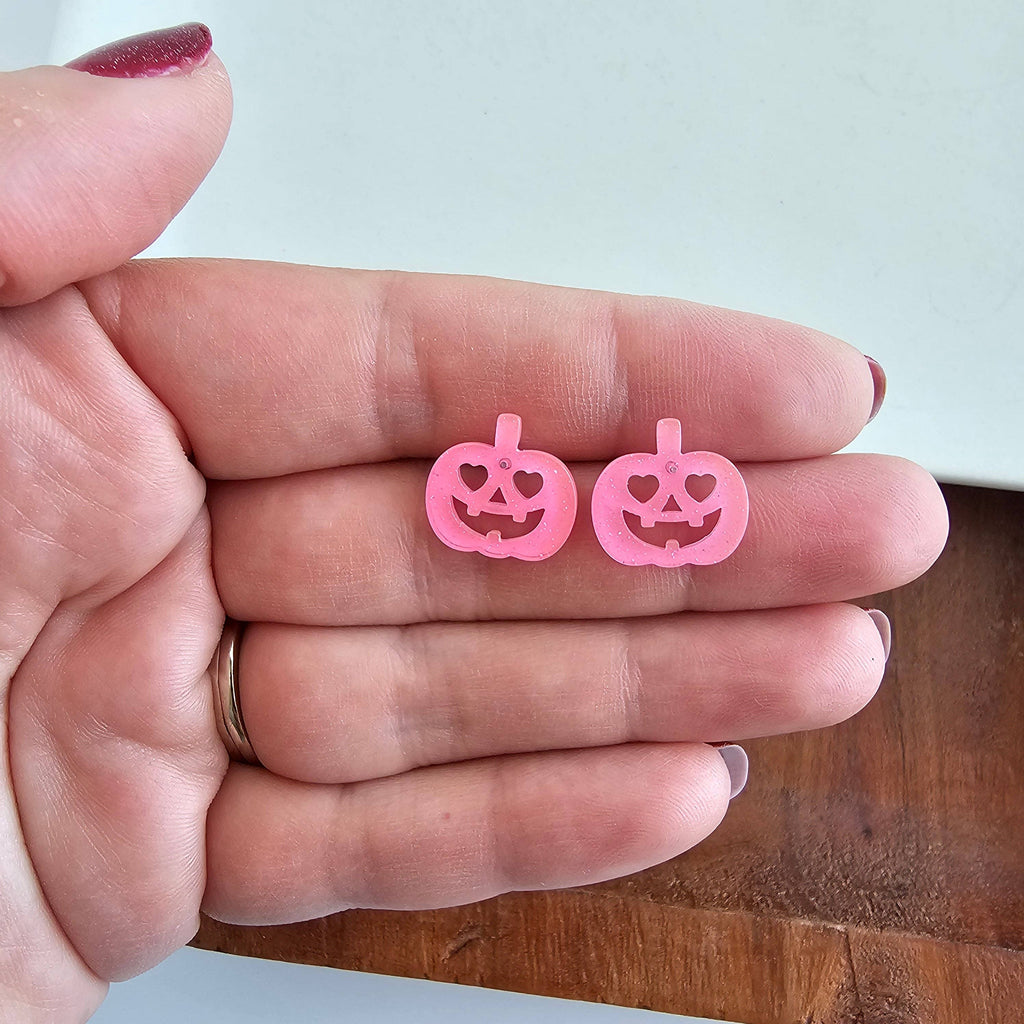 Pink Pumpkin Stud Earrings