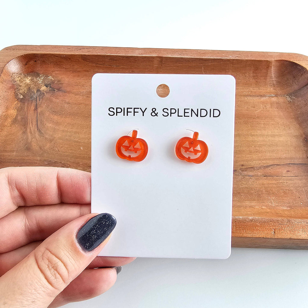 Jack O' Lantern Pumpkin Stud Earrings