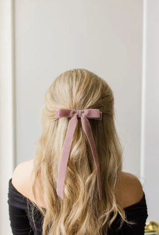 Long Velvet Bow Barrette