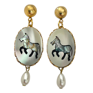 Mother Of Pearl Horse Earrings