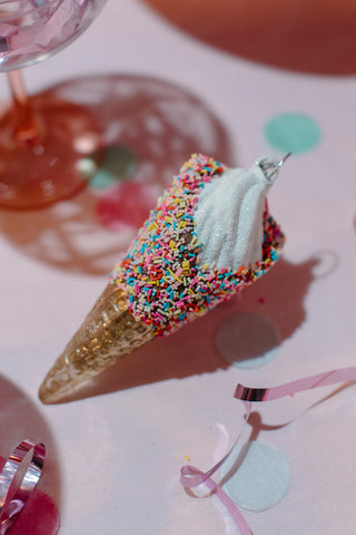 Sprinkle Cone Ice Cream Ornament