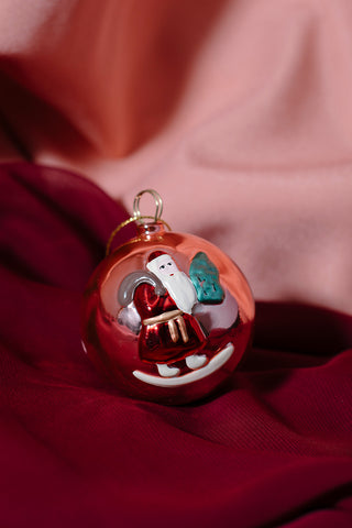 Handpainted Vintage Santa Bauble Ornament