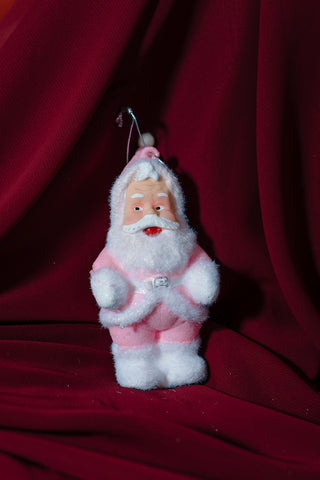 Retro Pink Jolly Santa Ornament