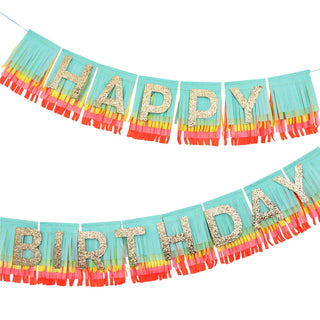 Rainbow Happy Birthday Fringe Garland - Meri Meri