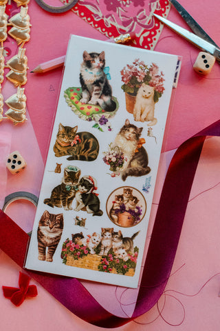 Lovely Victorian Style Cats Stickers