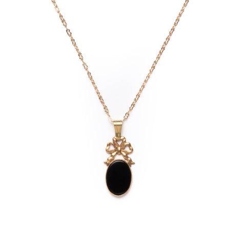 Portrait Bow Necklace in Onyx