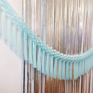 Light Blue Fringe Tissue Garland