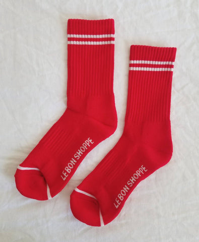 Boyfriend Socks - Bright Red