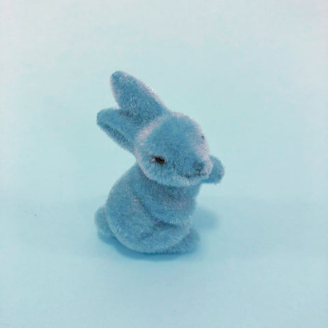Fuzzy Waving Bunny - Tiny Denim Blue