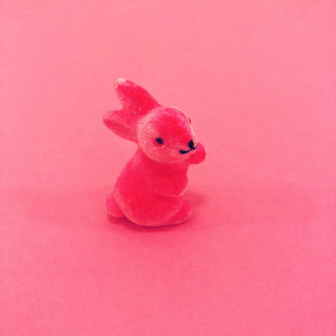Fuzzy Waving Bunny - Tiny Hot Pink