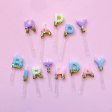 Happy Birthday Candle Set - Pastel Rainbow