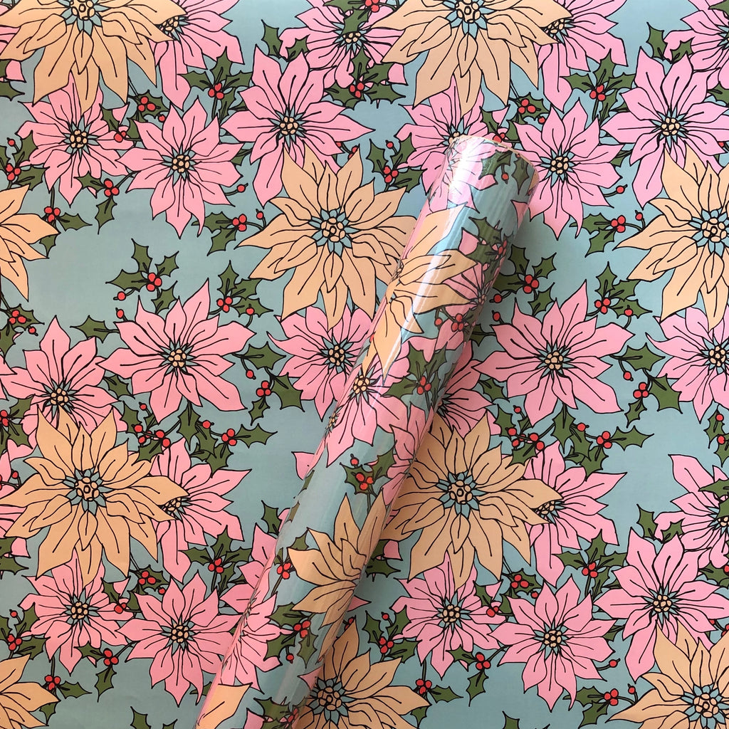 Pink Poinsettias Gift Wrap - Holiday 2019