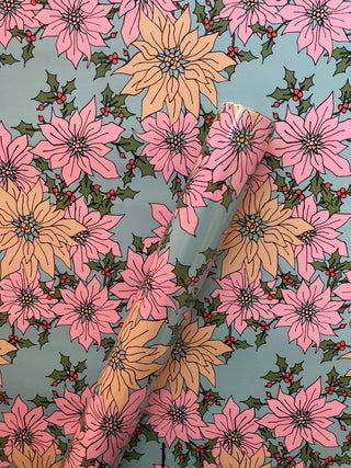 Pink Poinsettias Gift Wrap - Holiday 2019