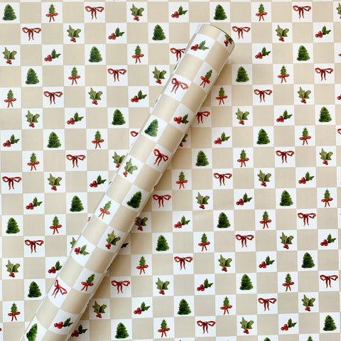 Merry Mini Checkerboard Gift Wrap - Holiday 2021