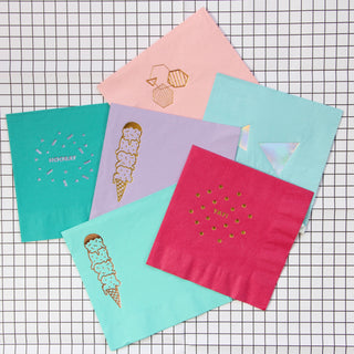 Hooray Foil Napkins - Teal