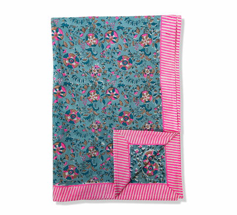 Pinwheel Floral Blockprint Tablecloth