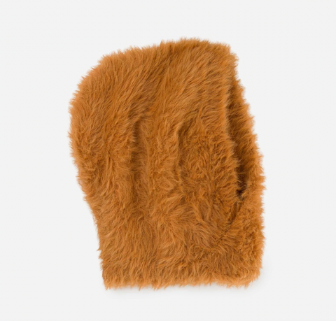 Furry Knit Hood - Rust