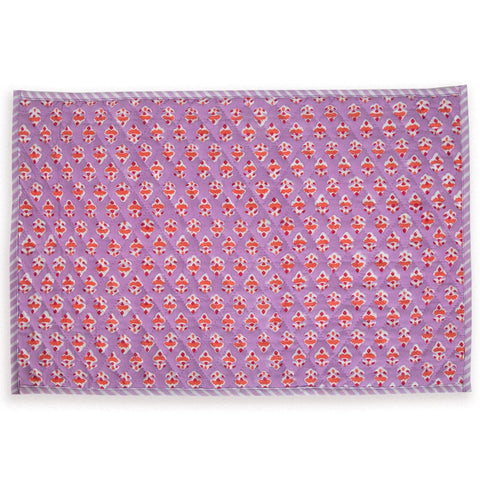 Lilac and Poppy Quilted Blockprint Placemat