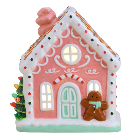 Nostalgic Gingerbread House - Pink with Gingerbread Man