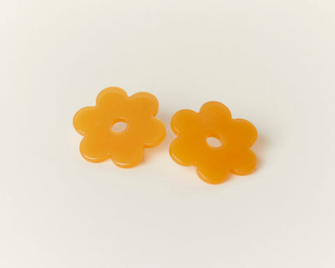 Medium Orange Acetate Daisy Earrings