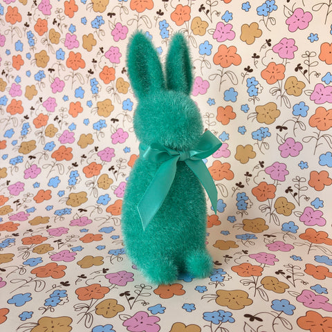 Fuzzy Bunny with Bow - Bright Teal